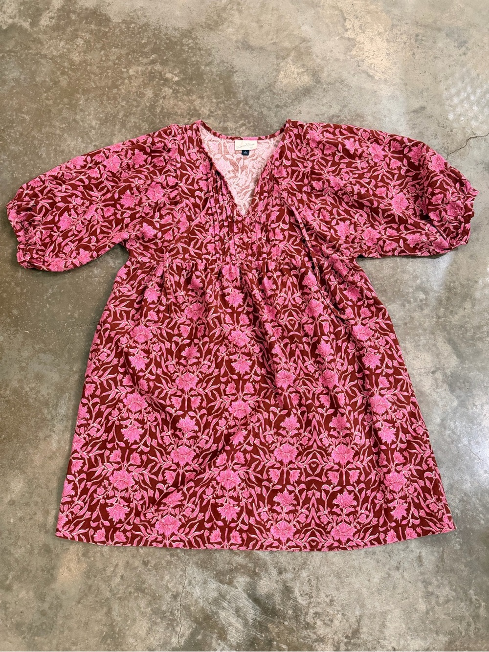 Universal Thread Brown Pink Floral Babydoll Mini Dress L Harvest Fall Festival